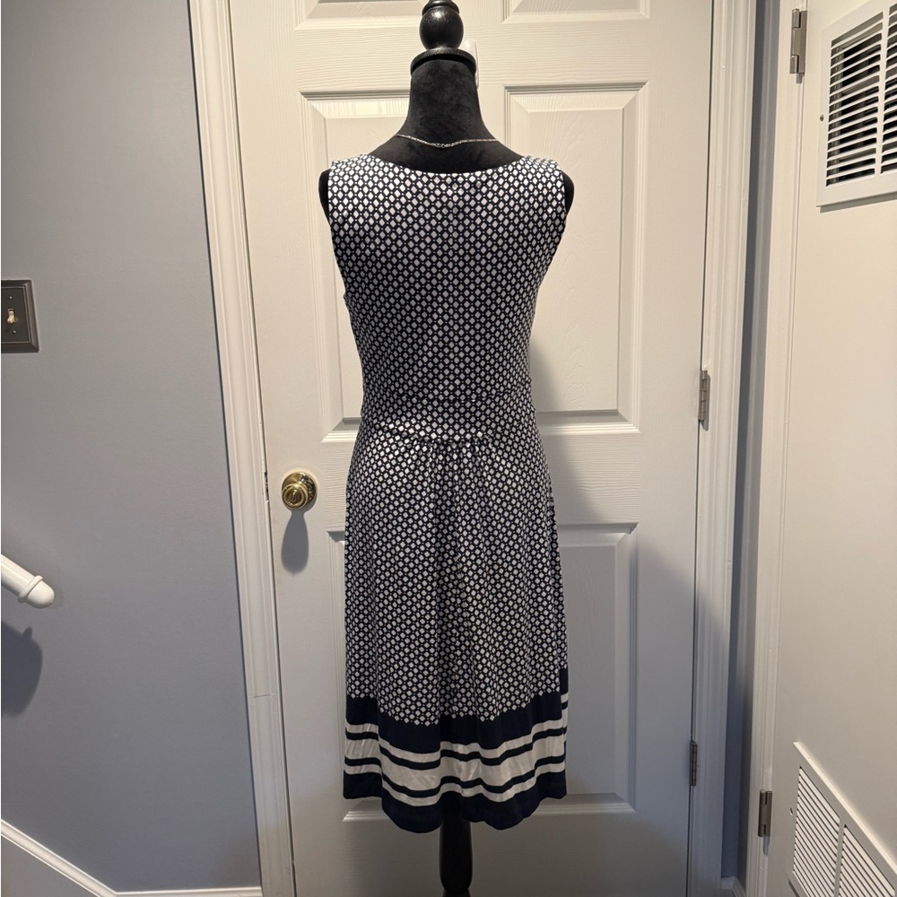 Lands' End Navy and White Sleeveless V-Neck dress Size S - Picture 3 of 5
